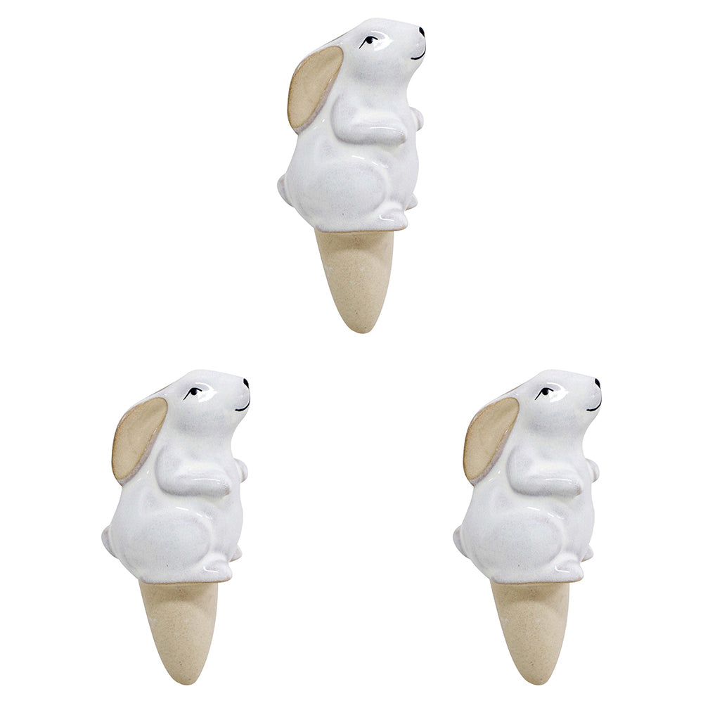 3PK LVD Ceramic Stoneware 12.5cm Water Spike Rabbit Decor - White
