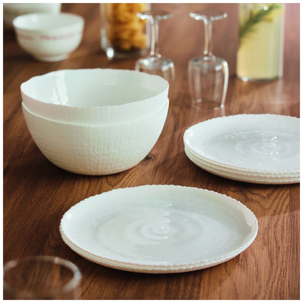 2x 2pc Luminarc Ammonite Serving Bowl 23x10.5cm Serveware Opal Glass White