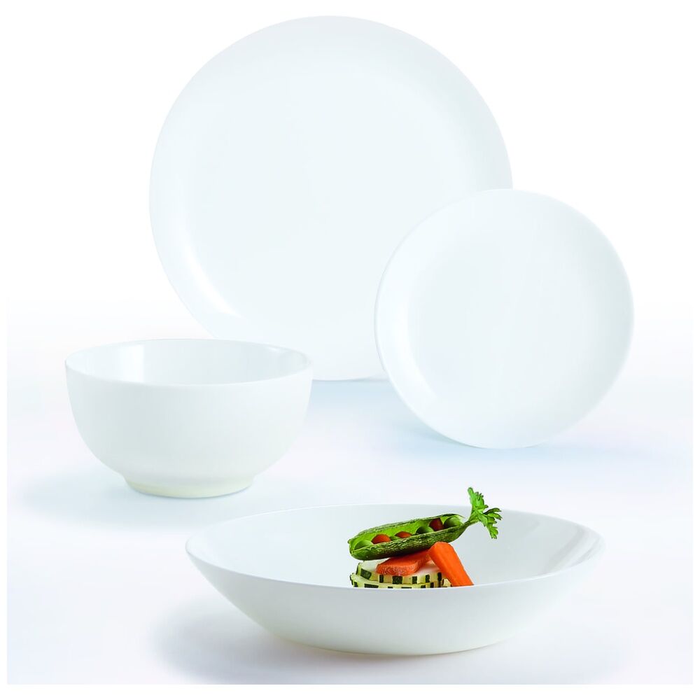 2x 6pc Luminarc Diwali Dinner Plate 25x25x1.7cm Serveware Opal Glass White