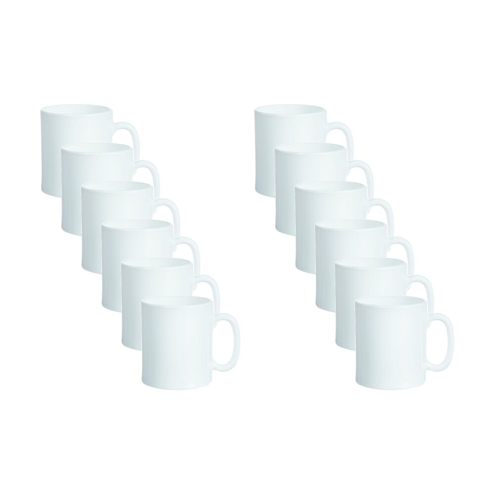 2x 6pc Luminarc Evolution Mugs 8x8x9cm Drinkware Opal Glass White