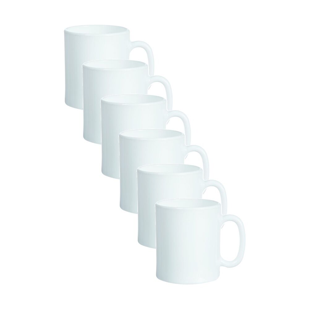2x 6pc Luminarc Evolution Mugs 8x8x9cm Drinkware Opal Glass White