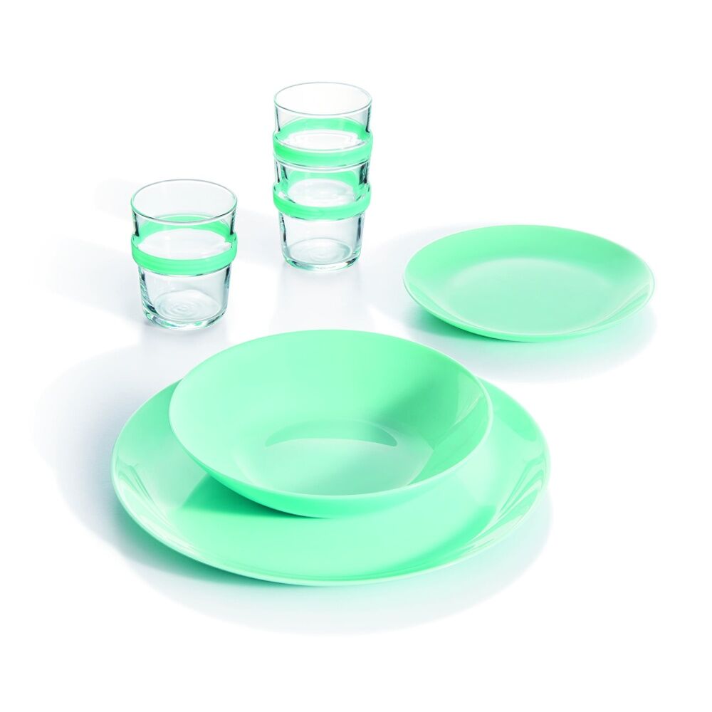 2x 6pc Luminarc Diwali Dinner Plate 25x2cm Serveware Opal Glass Turquoise