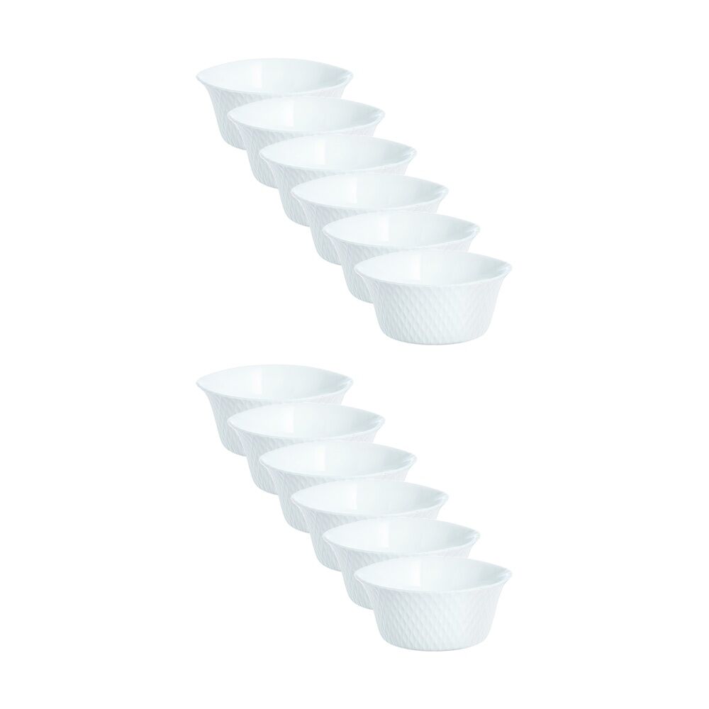 2x 6pc Luminarc Smart Wavy Baking Ramekins 12x5cm Bakeware Opal Glass White