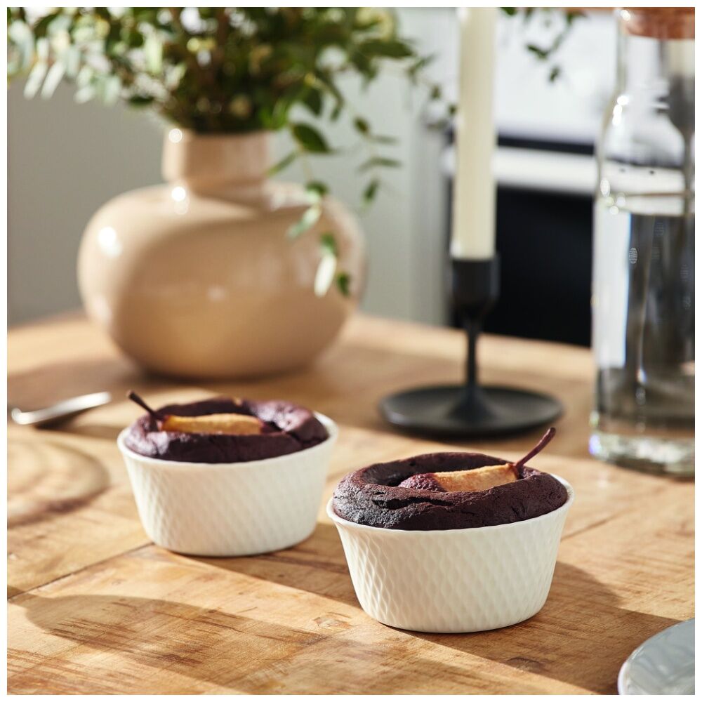 2x 6pc Luminarc Smart Wavy Baking Ramekins 12x5cm Bakeware Opal Glass White