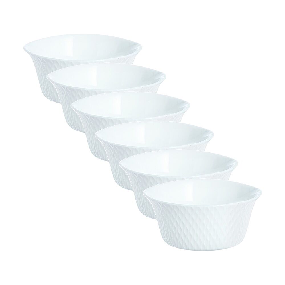 2x 6pc Luminarc Smart Wavy Baking Ramekins 12x5cm Bakeware Opal Glass White