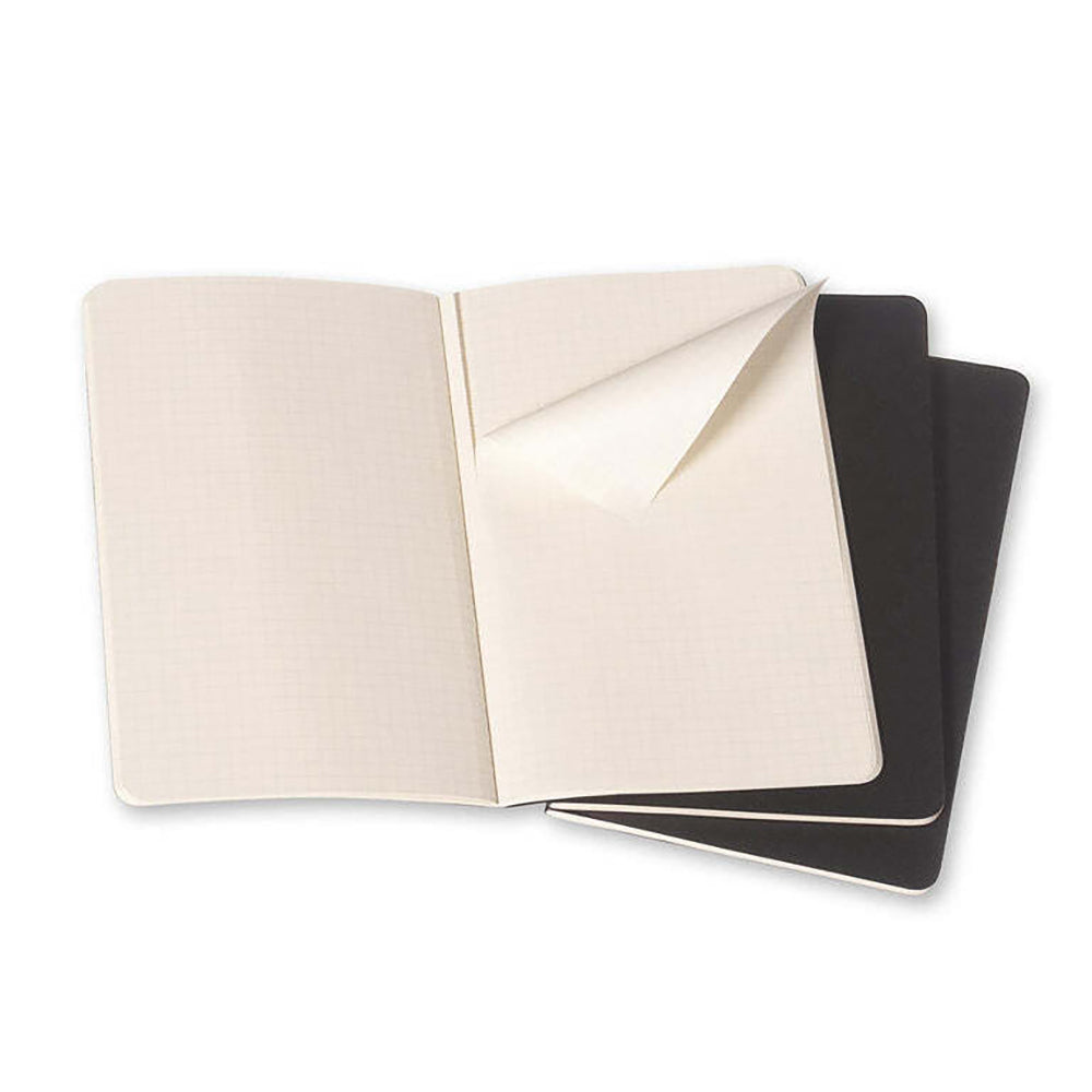 2x 3pc Moleskine Cahier Soft Cover Notebook Grid Set Black Pocket