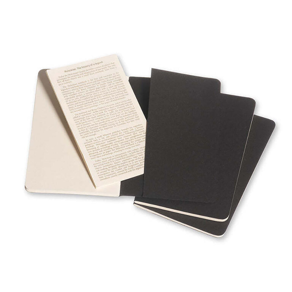 2x 3pc Moleskine Cahier Soft Cover Notebook Grid Set Black Pocket