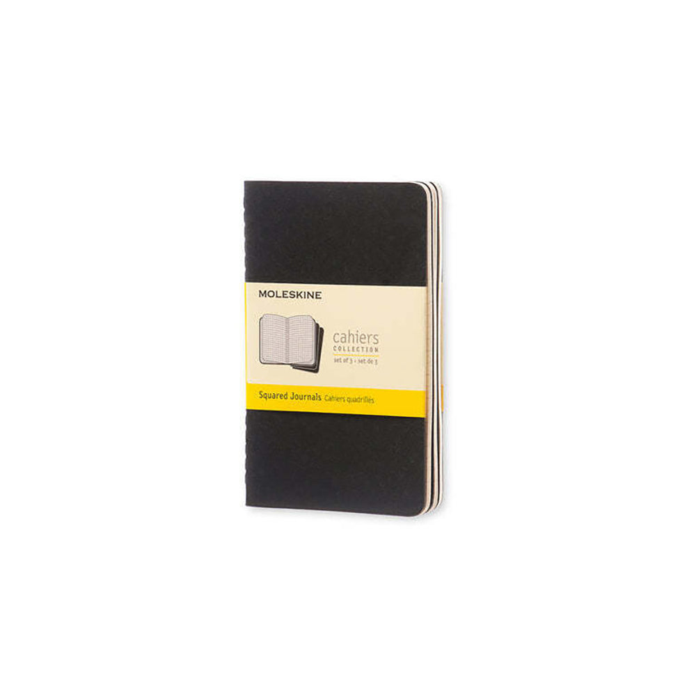 2x 3pc Moleskine Cahier Soft Cover Notebook Grid Set Black Pocket