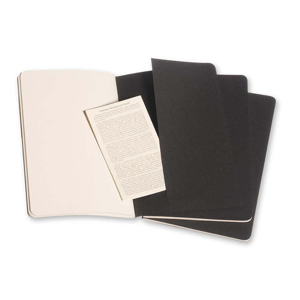 3pc Moleskine Cahier Soft Cover Notebook Grid Set Black Large