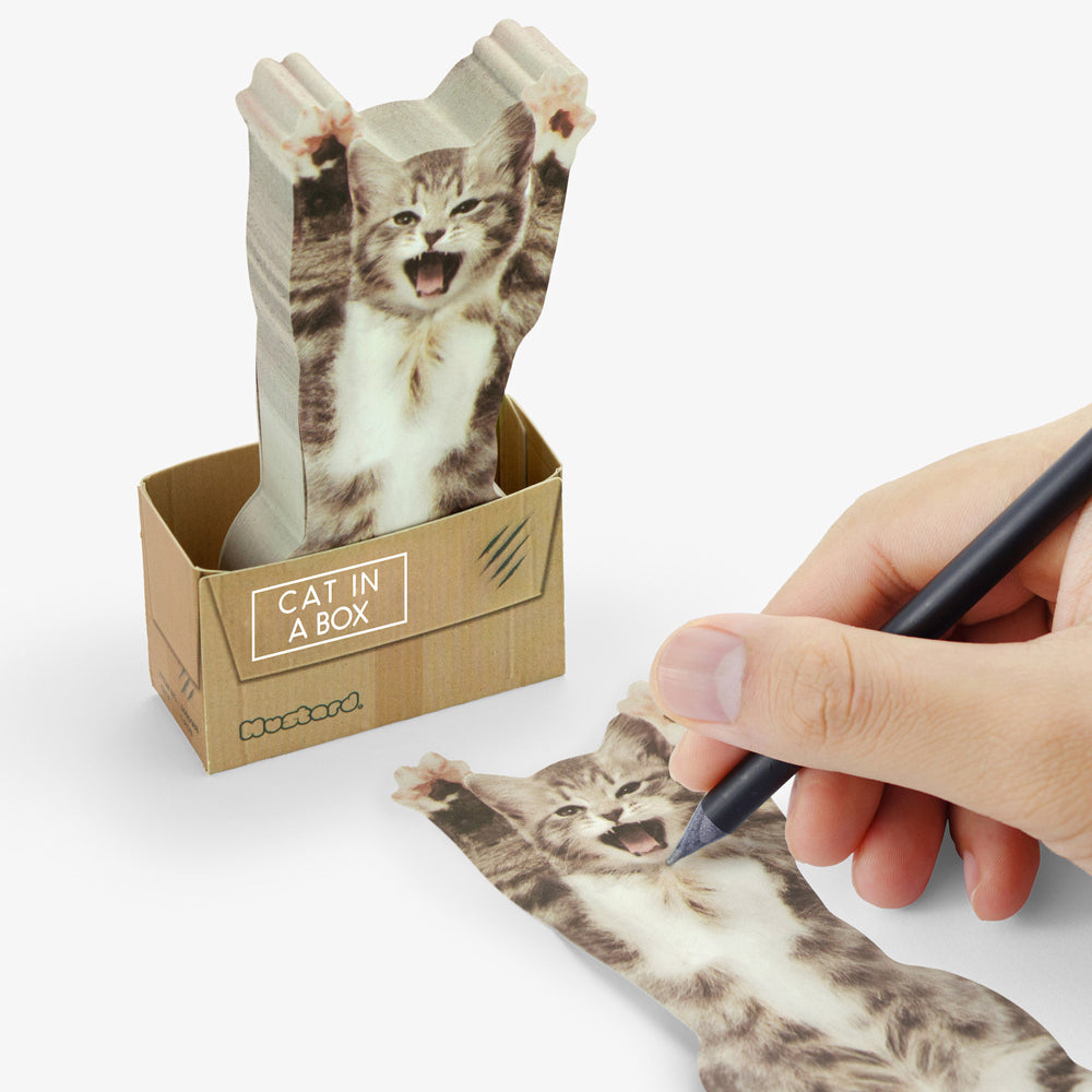 300pc Mustard Cat In A Box Sticky Notes Sheets Stationery