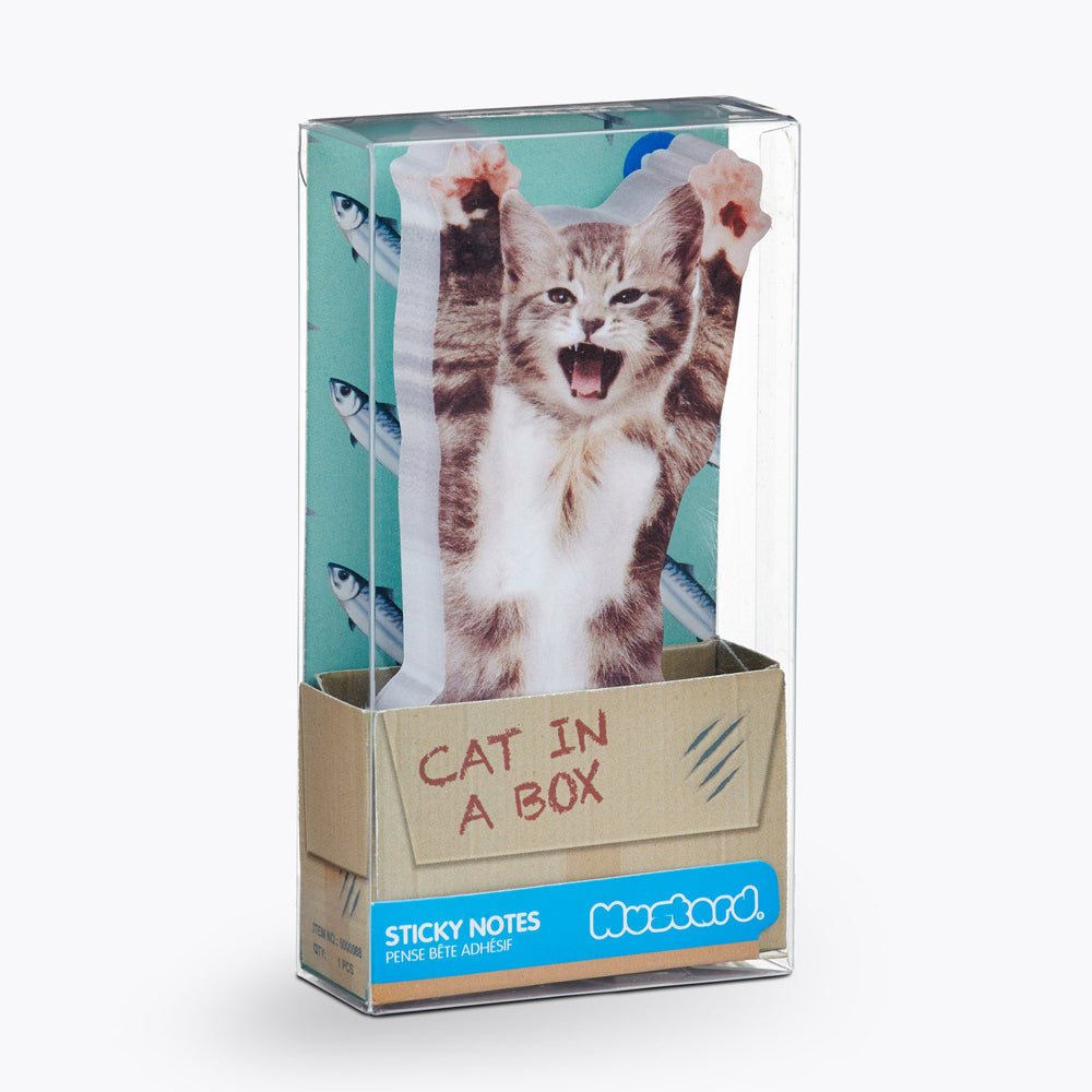 300pc Mustard Cat In A Box Sticky Notes Sheets Stationery