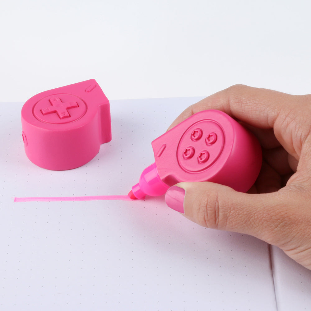 2PK Mustard Console 9.8cm Power Up Highlighter Pen - Magenta Pink