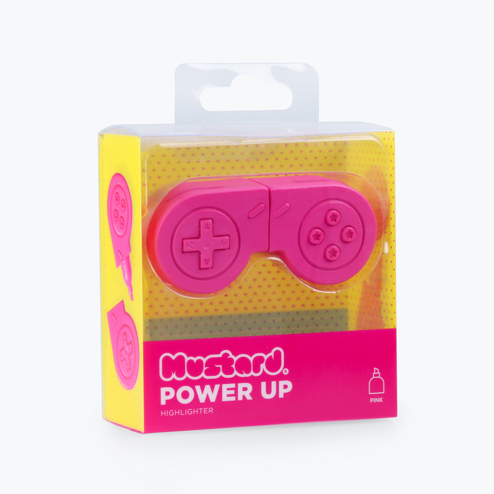 2PK Mustard Console 9.8cm Power Up Highlighter Pen - Magenta Pink