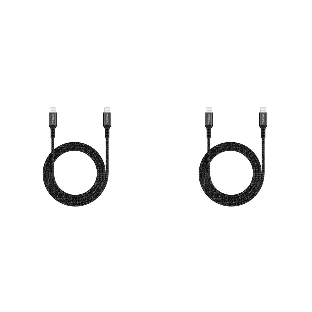 2PK Microdia ExeCable Tweed PD100W USB-C Cable 2.6m Charcoal
