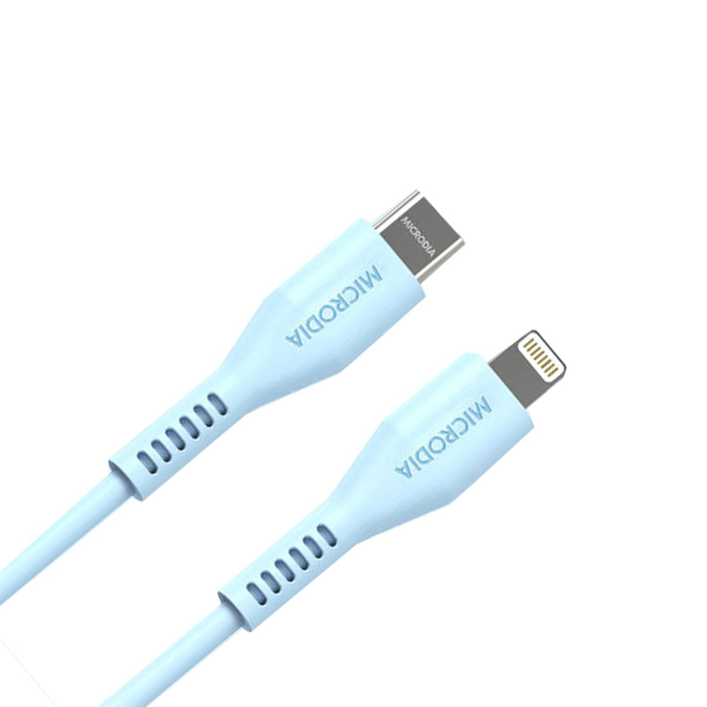 Microdia Fruitywire Silicone PD60W USB-C to 8-Pin Cable 1.3m Baby Blue
