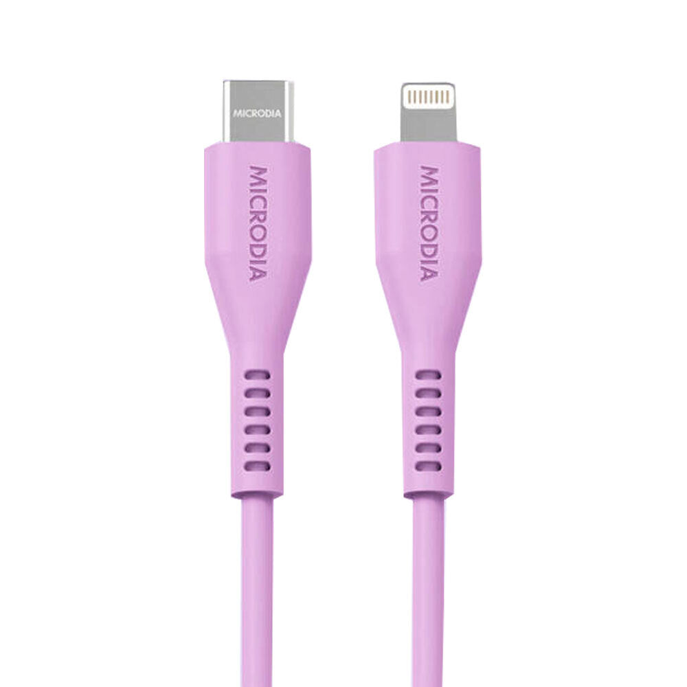 2PK Microdia Fruitywire Silicone PD60W USB-C to 8-Pin Cable 1.3m Lavender