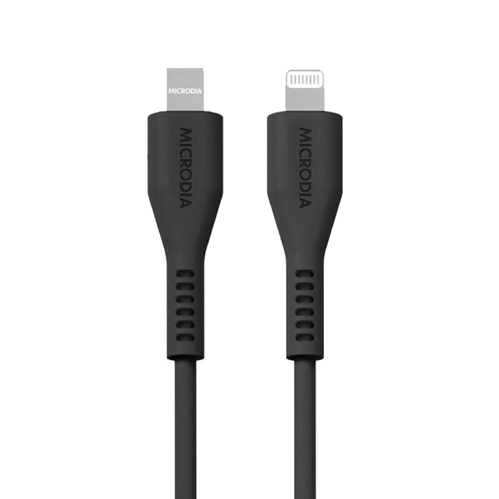 2PK Microdia Fruitywire Silicone PD60W USB-C to 8-Pin Cable 2.6m Charcoal