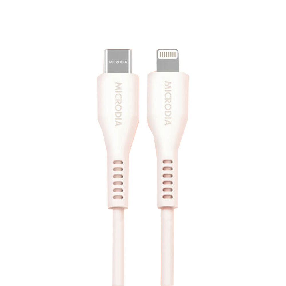 2PK Microdia Fruitywire Silicone PD60W USB-C to 8-Pin Cable 2.6m Pearl White