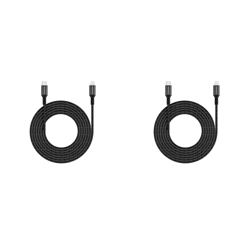 2PK Microdia ExeCable Tweed PD60W USB-C to 8-Pin Cable 1.3m - Charcoal