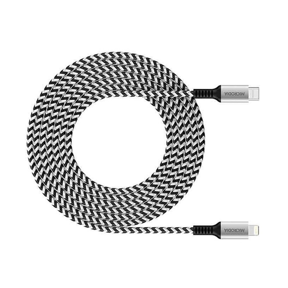 Microdia ExeCable Tweed PD60W USB-C to 8-Pin Cable 2.6m - Zebra