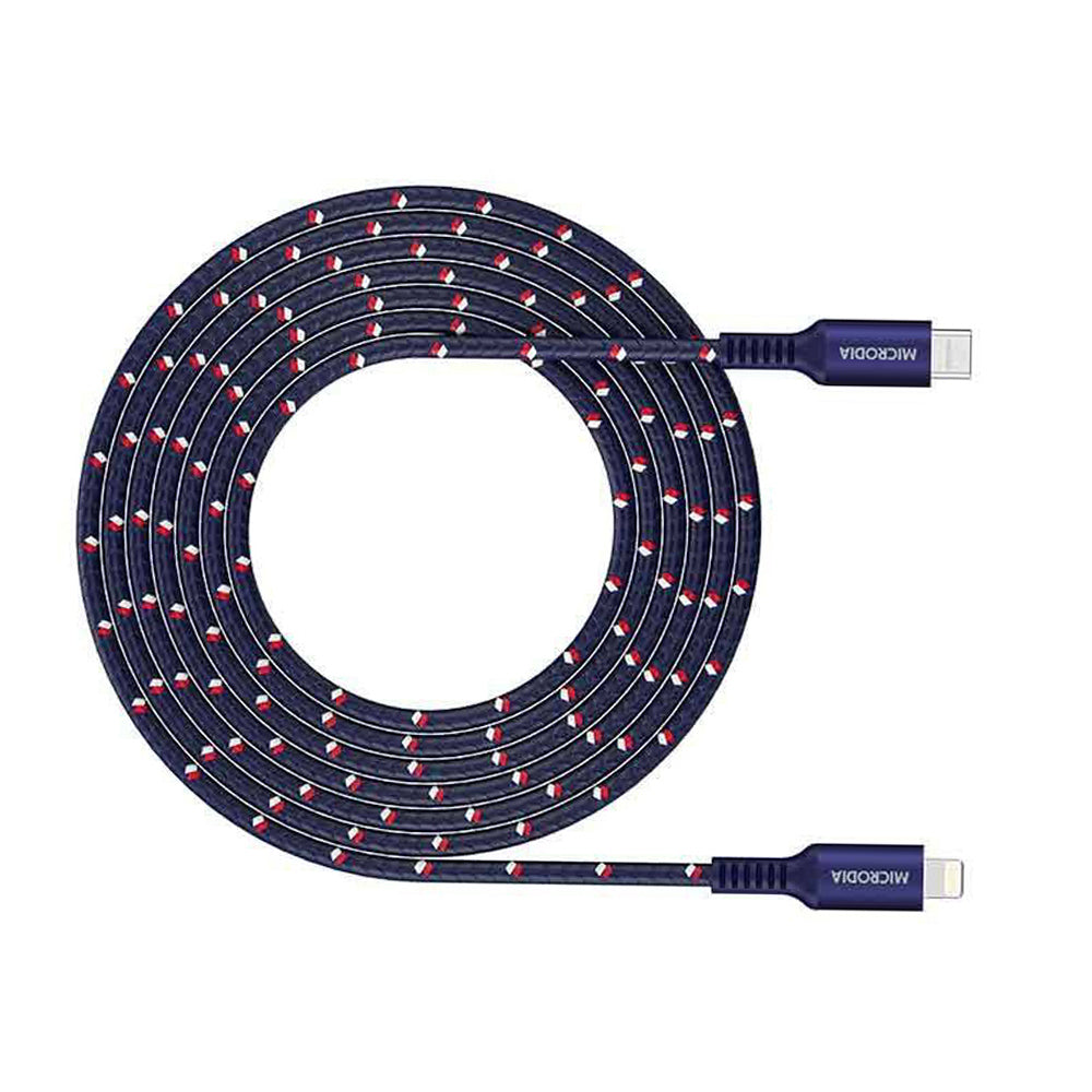 Microdia ExeCable Tweed PD60W USB-C to 8-Pin Cable 2.6m - Navy