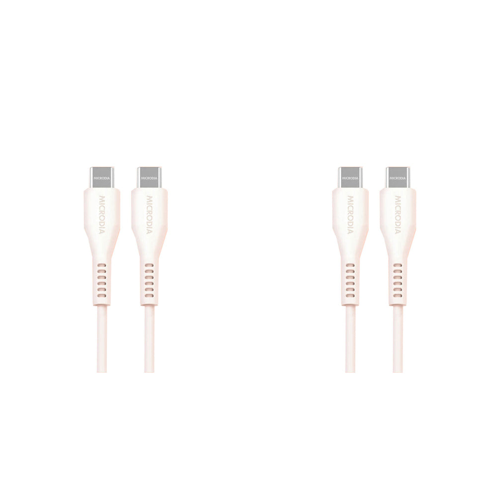 2PK Microdia Fruitywire Silicone PD60W USB-C Cable 1.3m Pearl White