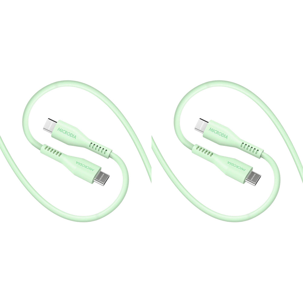 2PK Microdia Fruitywire Silicone PD60W USB-C Cable 2.6m Mint