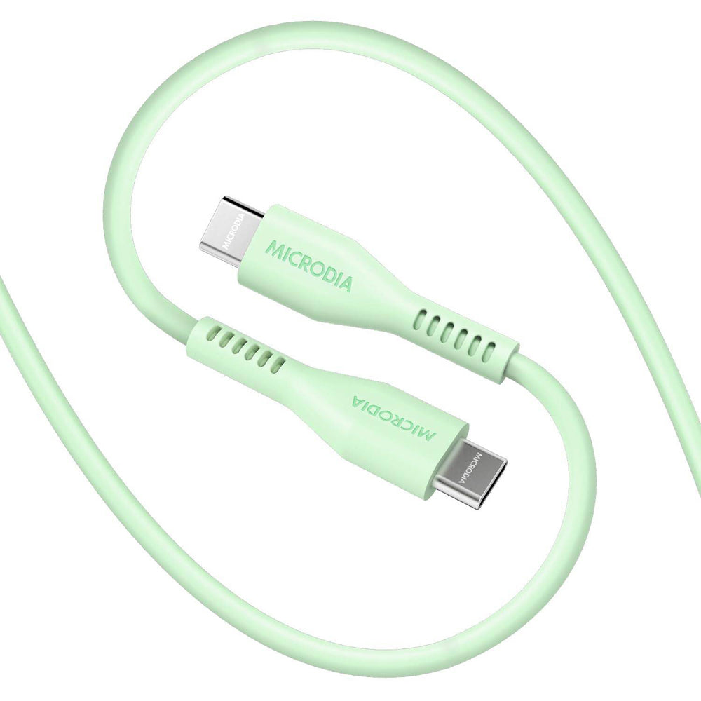 2PK Microdia Fruitywire Silicone PD60W USB-C Cable 2.6m Mint