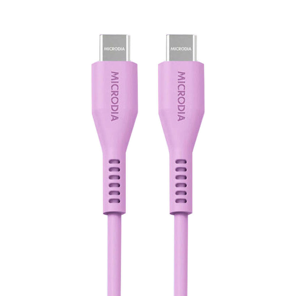 2PK Microdia Fruitywire Silicone PD60W USB-C Cable 2.6m Lavender
