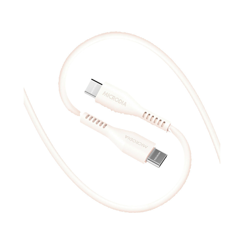 2PK Microdia Fruitywire Liquid Silicon PD100W USB-C 1.3m Pearl White