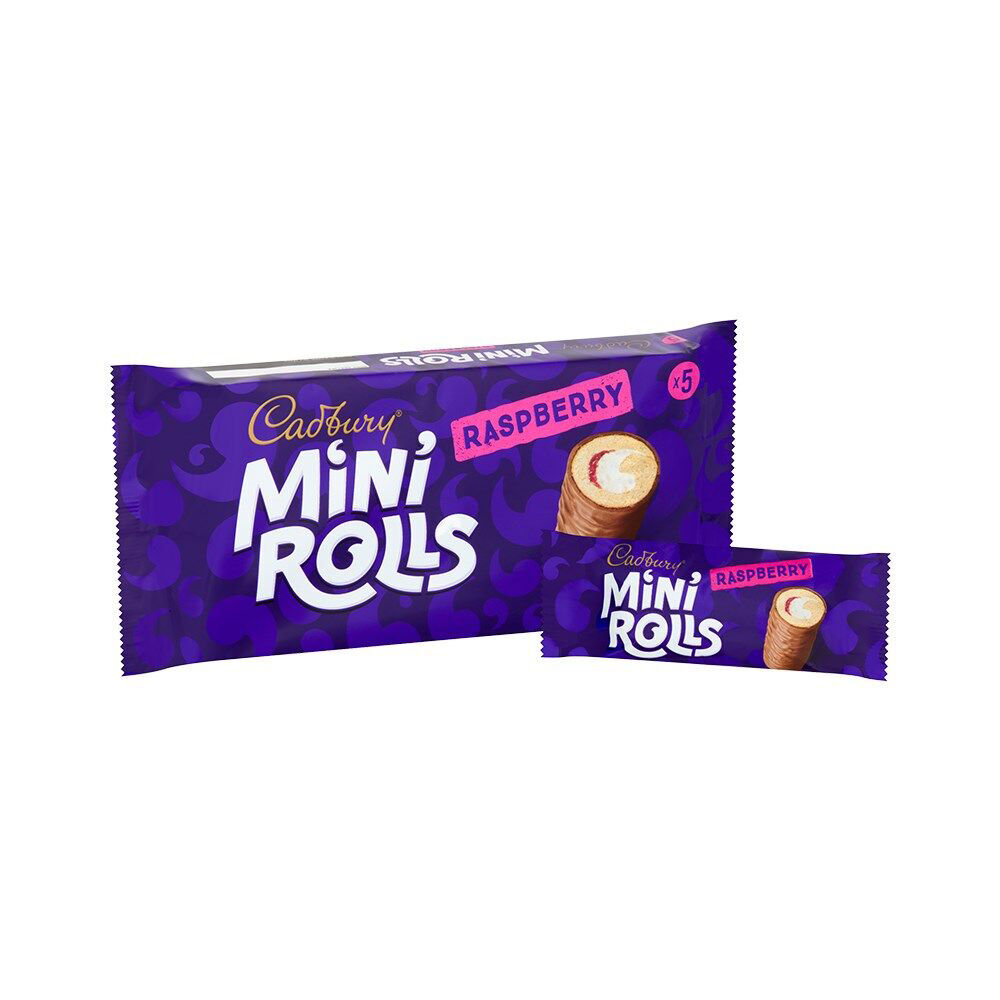 12x 5PK Cadbury Chocolate Raspberry Mini Rolls Snack Cake/Dessert 140g