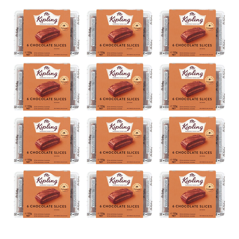 12x 6PK Mr Kipling Chocolate Slice Snack Cake/Dessert 165g