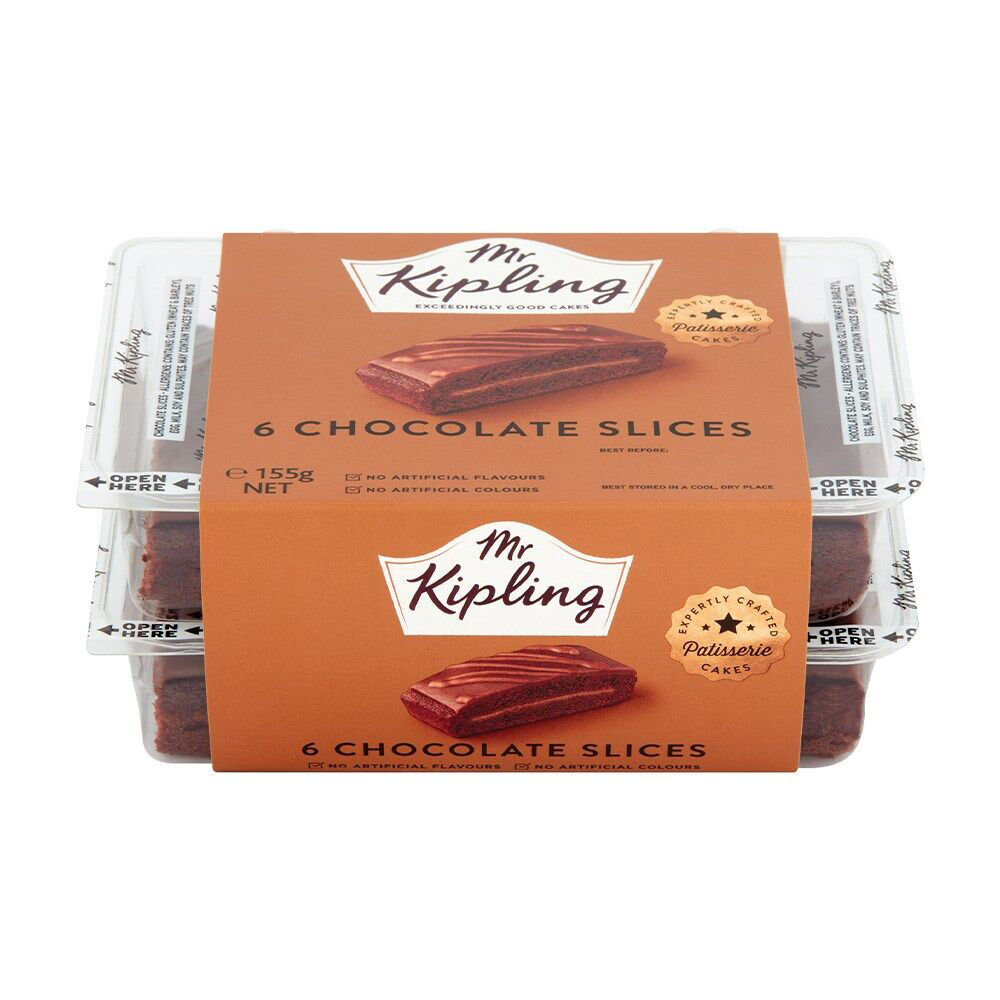 12x 6PK Mr Kipling Chocolate Slice Snack Cake/Dessert 165g