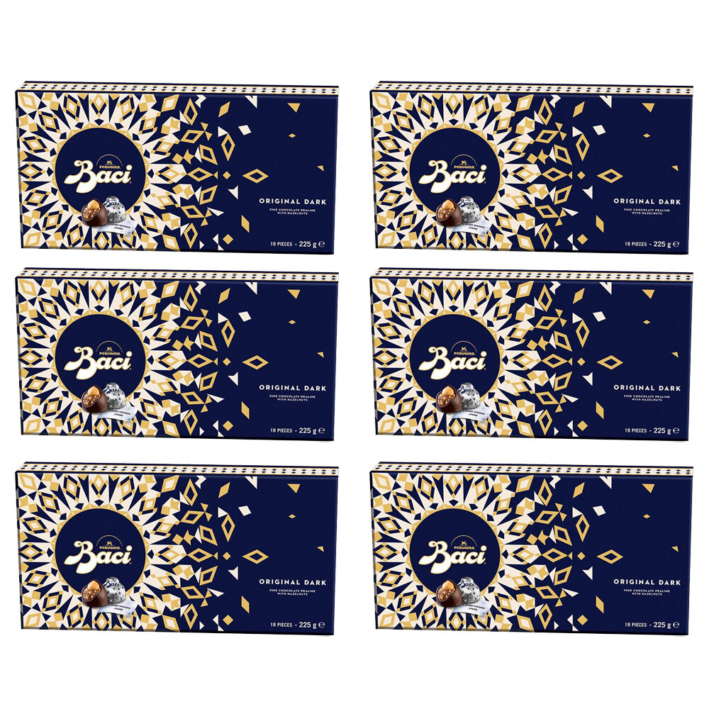 6x 18pc Baci Original Dark Box Chocolate Prailines with Hazelnuts 225g