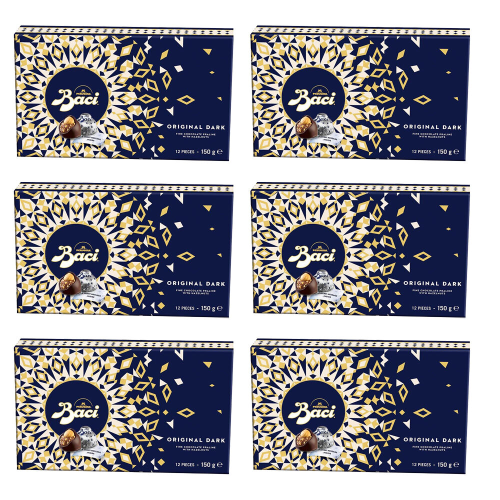 6x 12pc Baci Original Dark Box Chocolate Prailines with Hazelnuts 150g