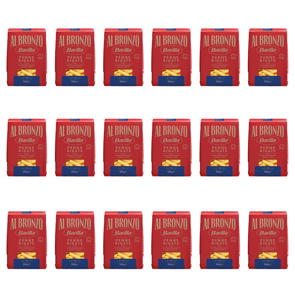 18PK Barilla Al Bronzo Penne Rigate N.352 Dry Durum Wheat Pasta 500g
