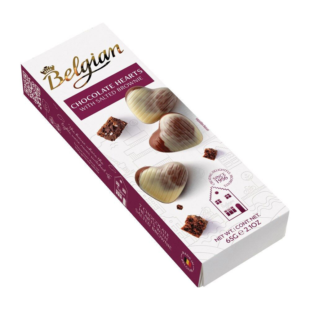 10x 7pc The Belgian Salted Chocolate Brownie Hearts Truffles Gift Pack 65g