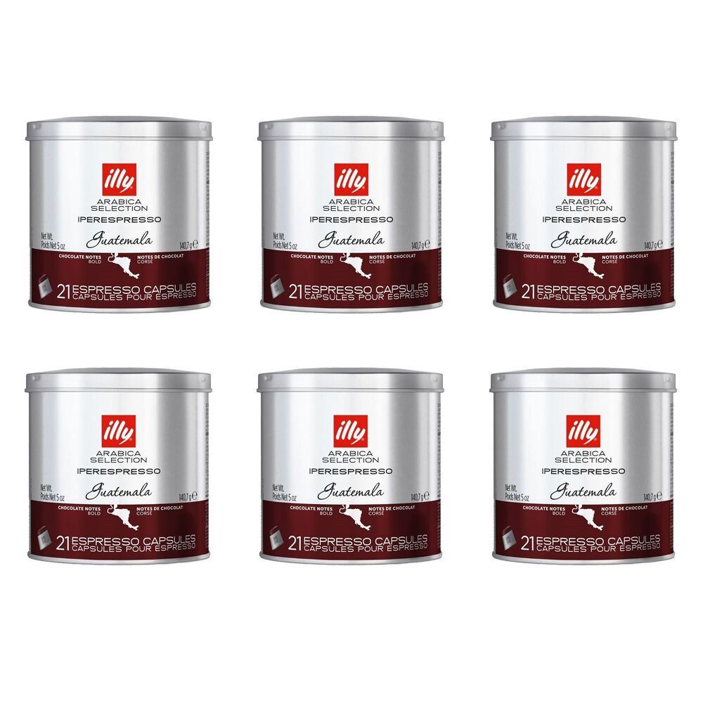 6x 21pc illy Arabica Selection Guatemala iperEspresso Capsules/Pods 140g