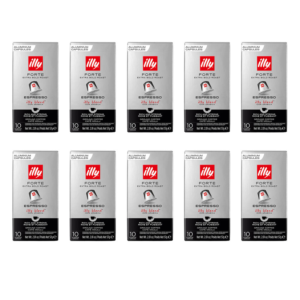 10x 10pc illy Nespresso Compatible Espresso Capsules Forte Extra Bold Roast