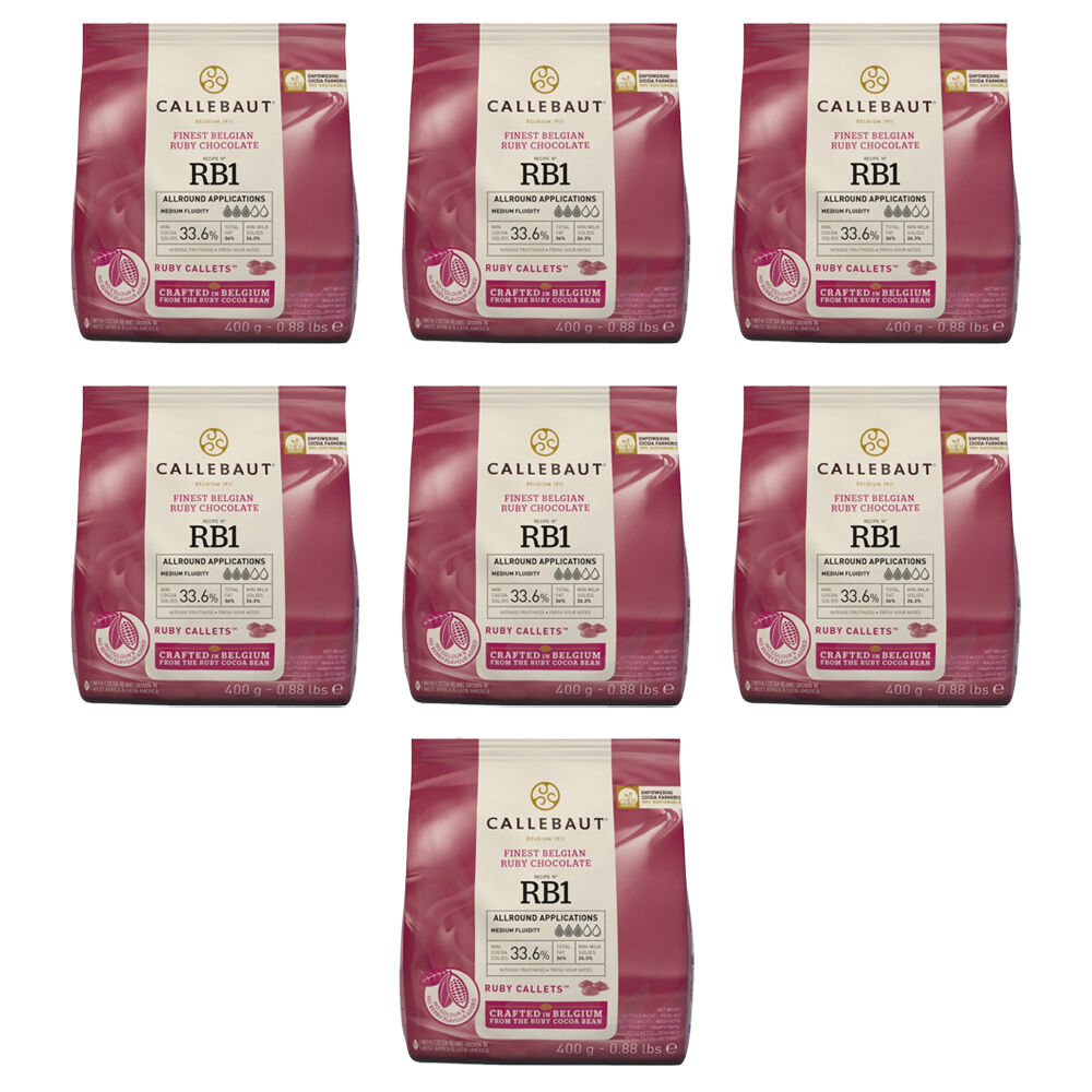 7PK Callebaut Belgian Ruby/Pink Cooking Chocolate Callets 33% Cocoa Solids 400g
