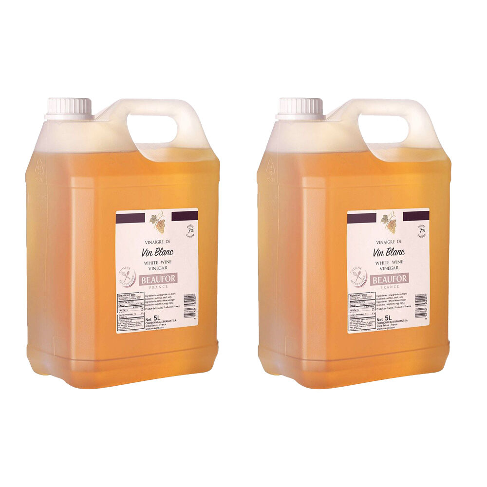 2PK Beaufor White Wine Vinegar Bulk Jug for Kitchens and Catering 5L
