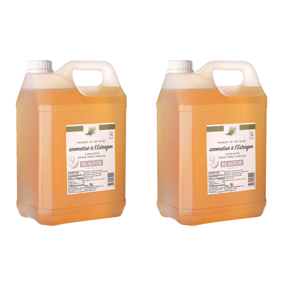 2PK Beaufor French Tarragon White Wine Vinegar Bulk for Kitchens/Catering 5L