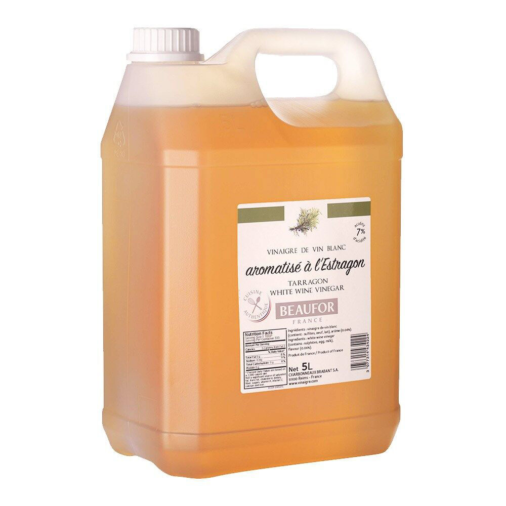 2PK Beaufor French Tarragon White Wine Vinegar Bulk for Kitchens/Catering 5L
