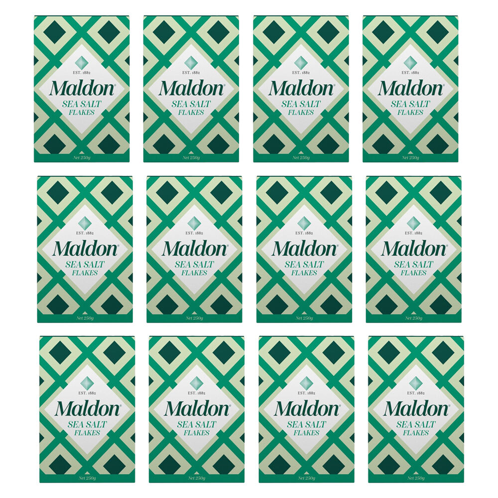12PK Maldon Finishing Crunchy Sea Salt Flakes Kosher Certified Organic 250g