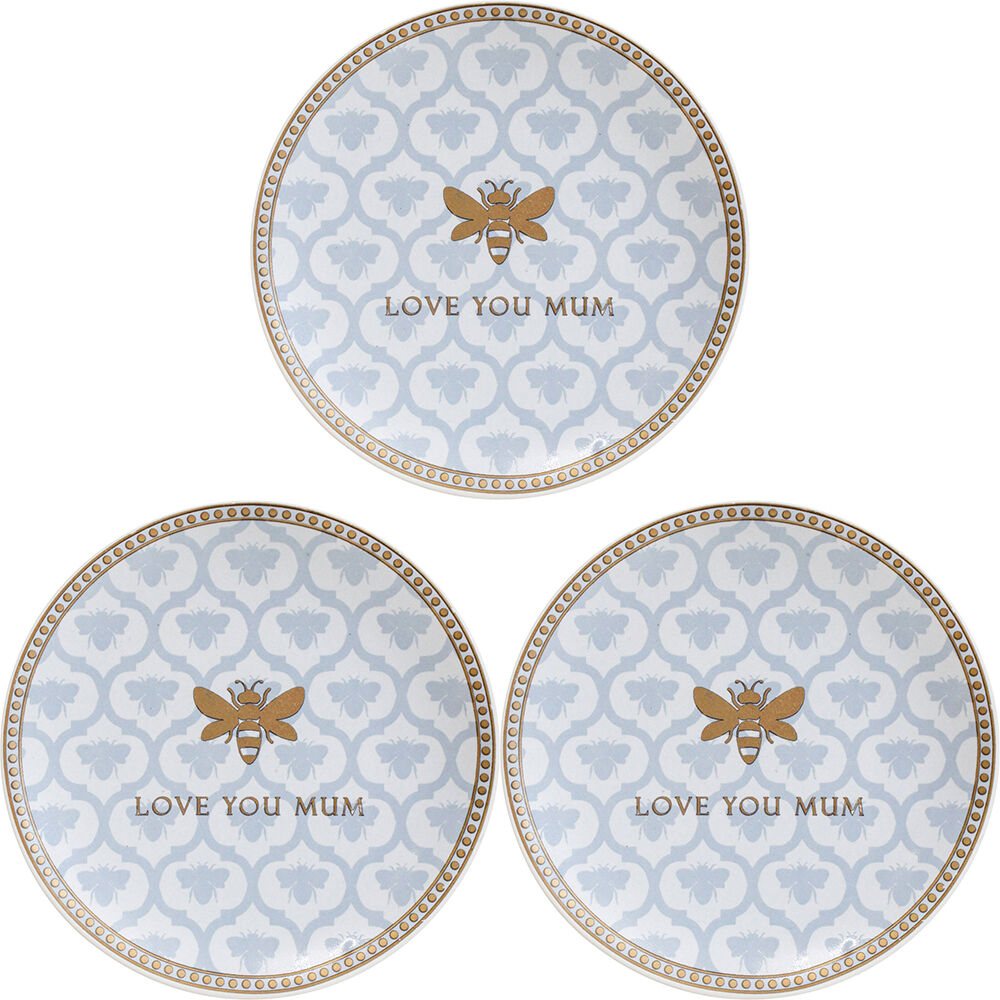 3PK LVD Bee Dish Ceramic Home/Office Decor Round 10cm Mum