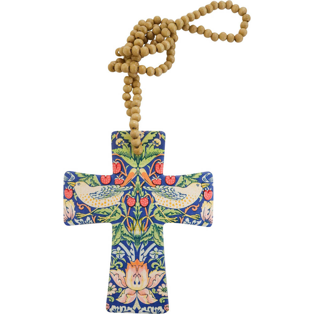 2PK LVD Ceramic Cross Strawberry Thief Home Decor 12x14cm