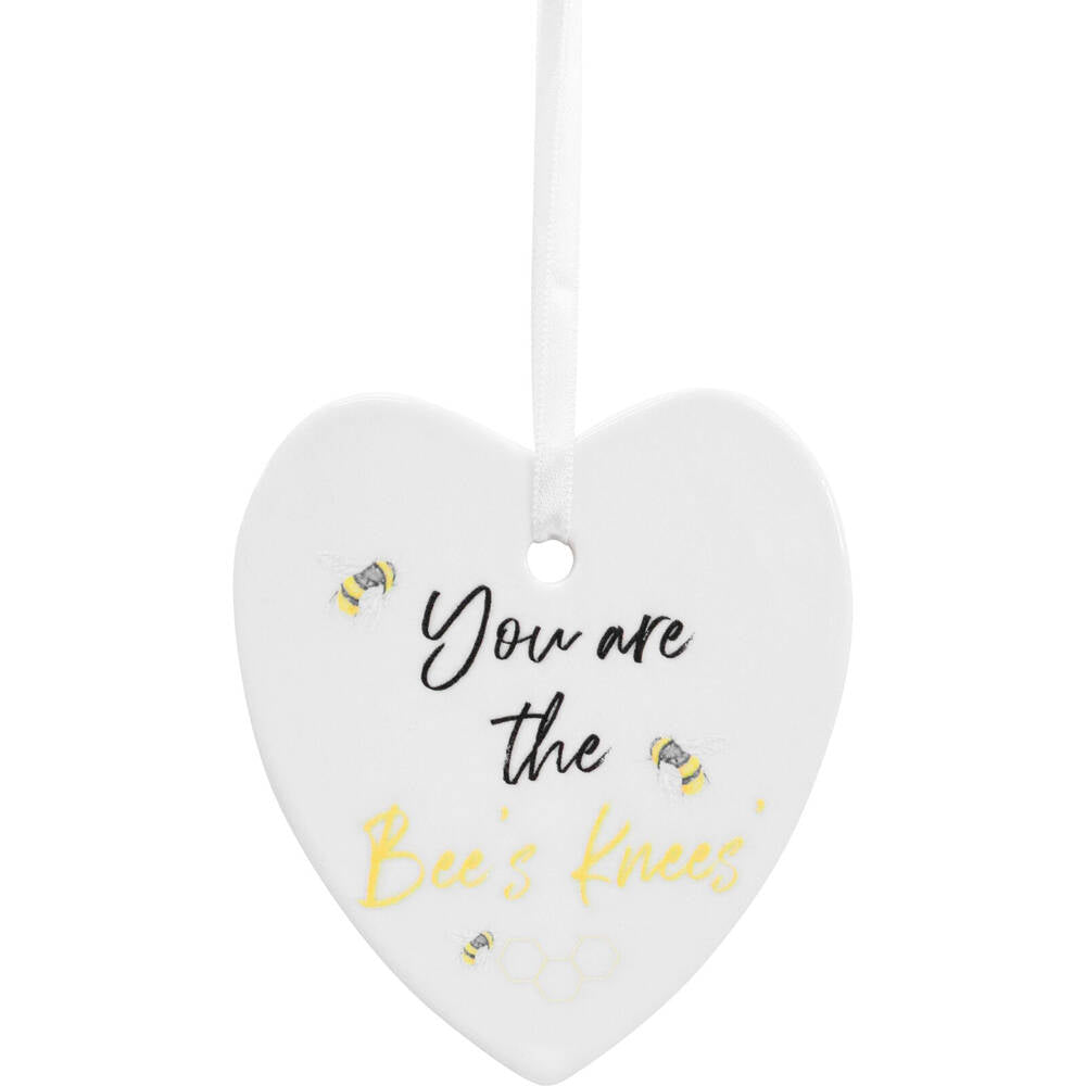6PK LVD Bee Heart Bees Knee Ceramic Hanging Ornament Decor 9cm