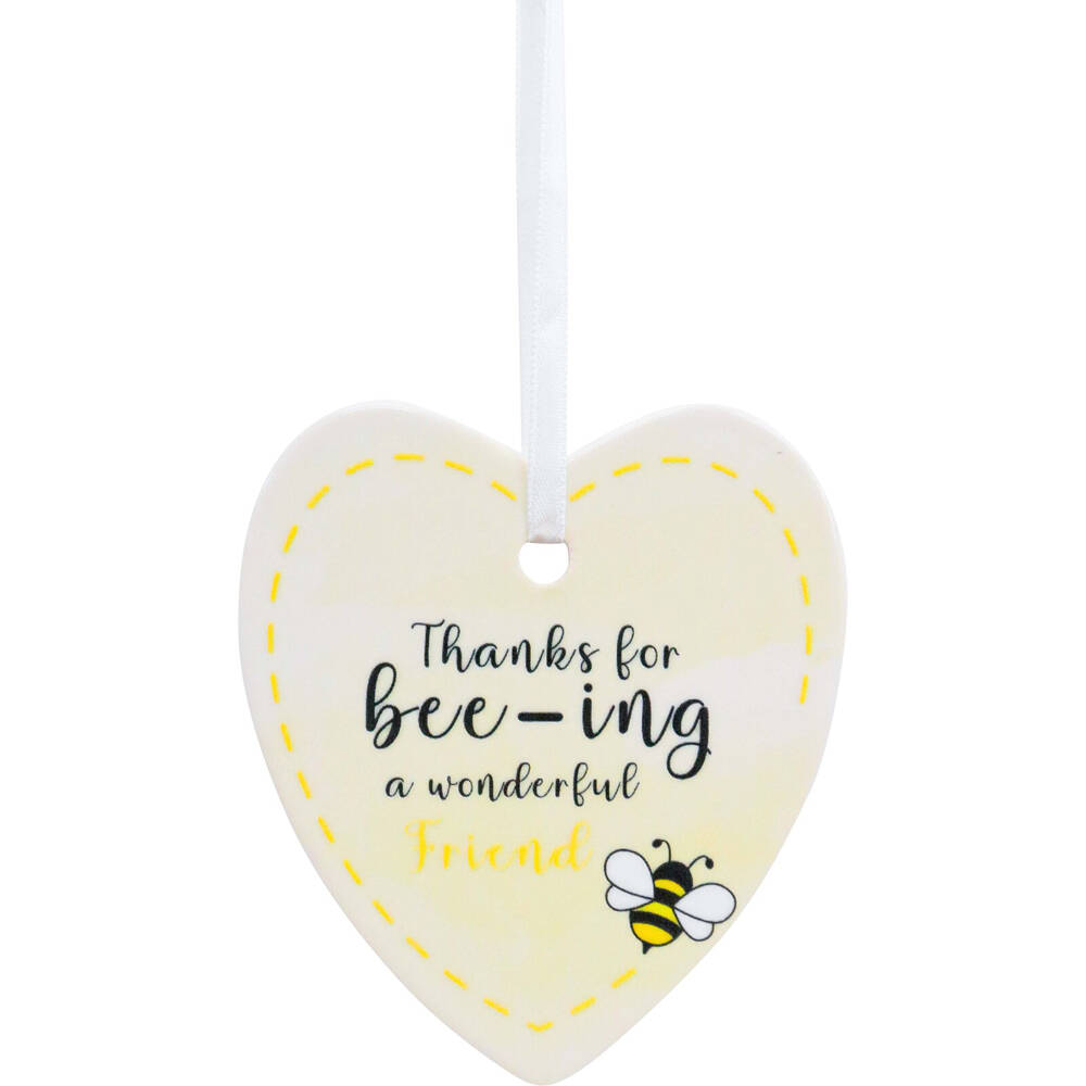 6PK LVD Bee Heart Friends Ceramic Hanging Ornament Decor 9cm