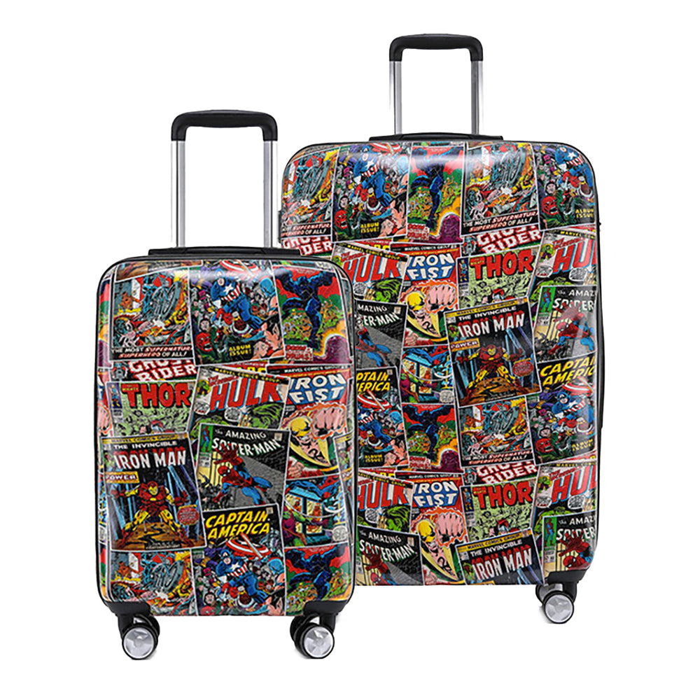 2pc Marvel Comic Retro Pc 19"/28" Trolley Checked Luggage Travel Suitcase S/L
