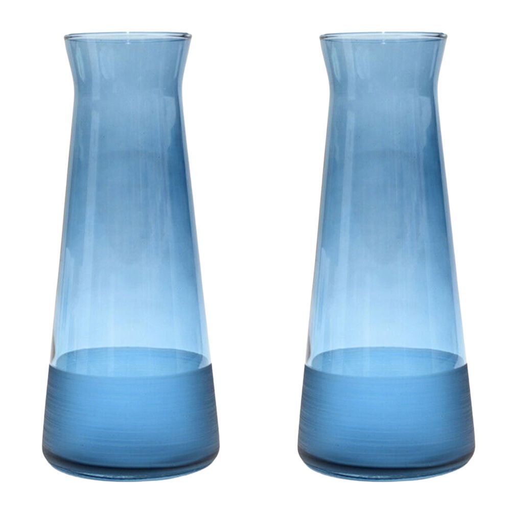 2PK Artcraft Matte Carafe Durable Glass Decorated Hand Washed 1.2L Blue